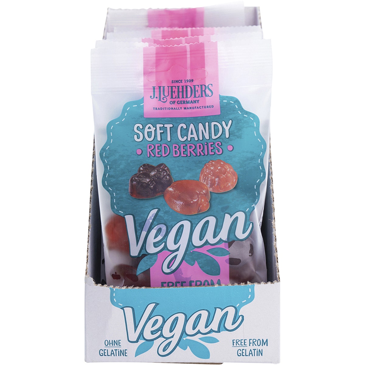 J LUEHDERS Soft Vegan Candy Red Berries 10x80g