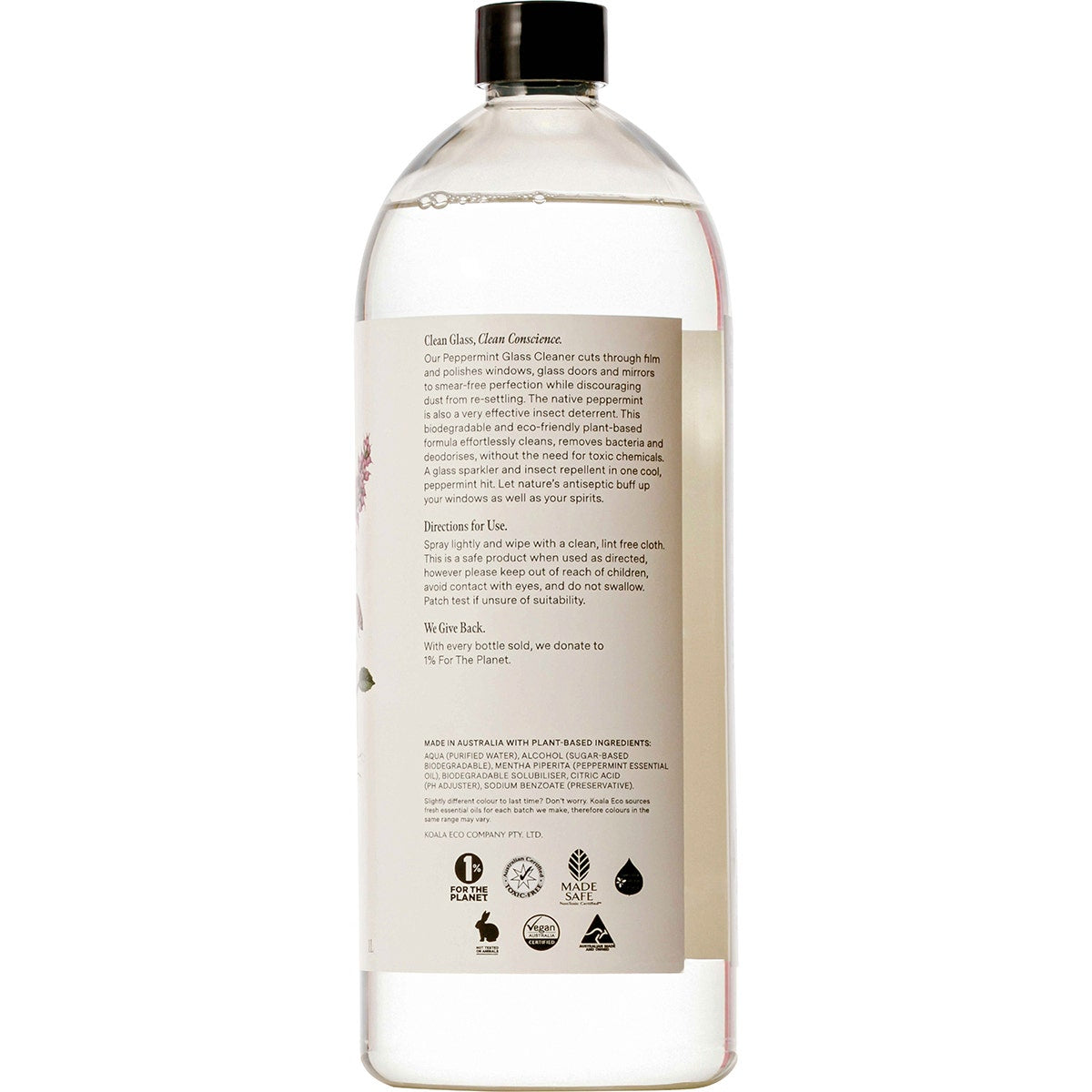 KOALA ECO Glass Cleaner Peppermint Essential Oil 1L