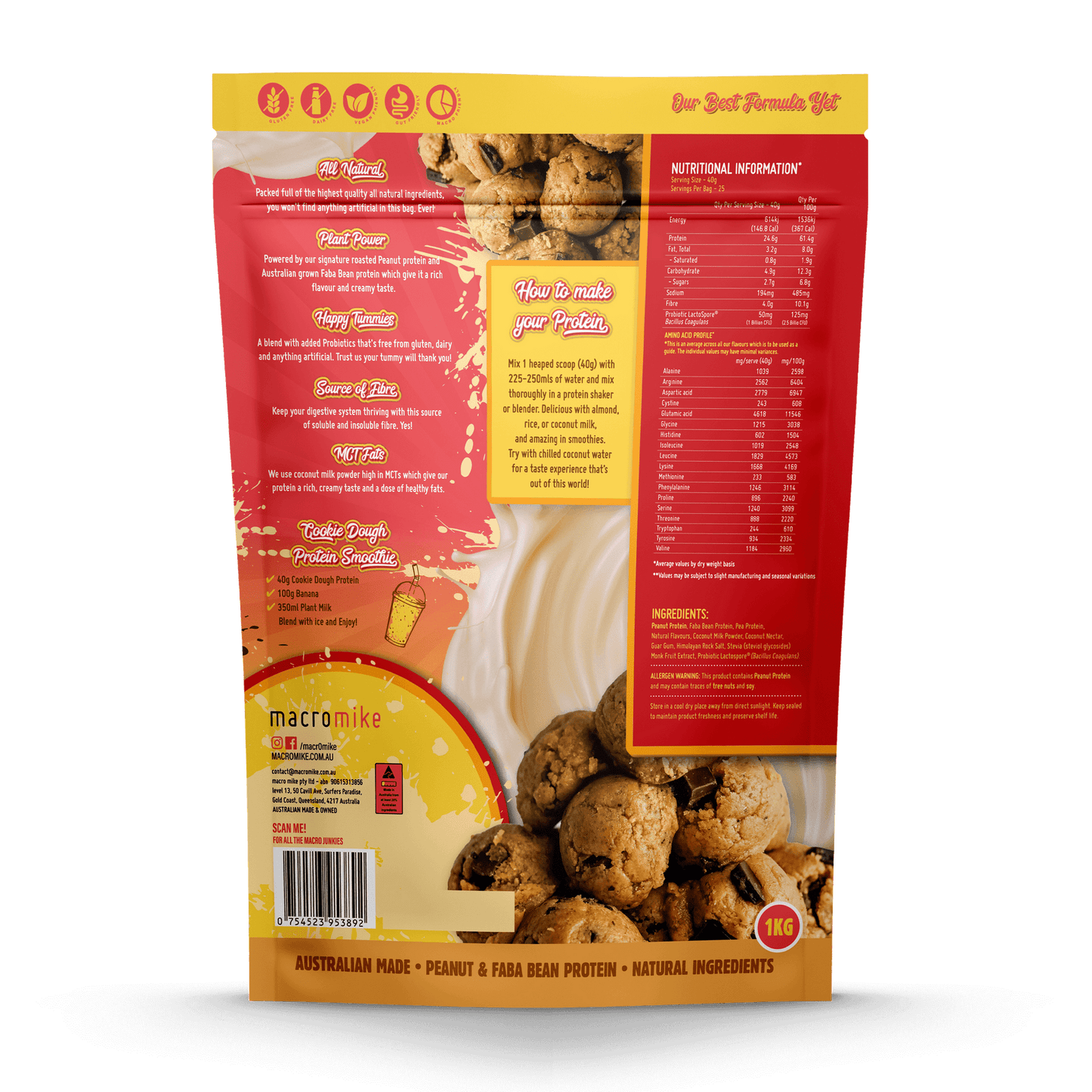 Macro Mike Peanut Plant Protein Cookie Dough 1kg