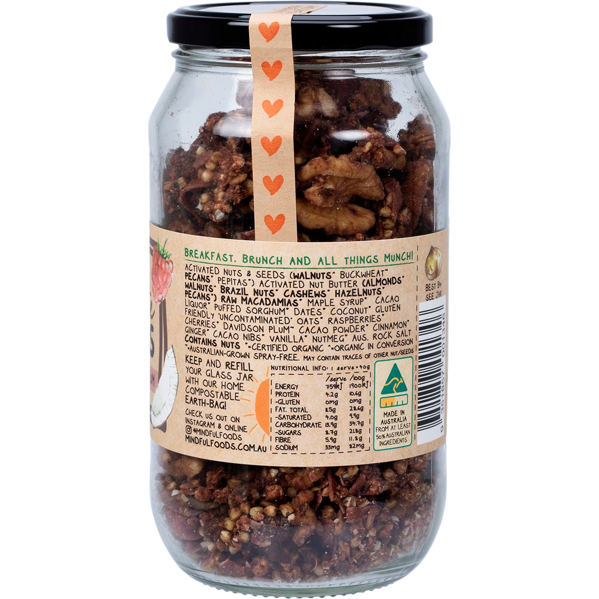 Mindful Foods Chocolate Clusters Davidson Plum Organic & Activated 350g