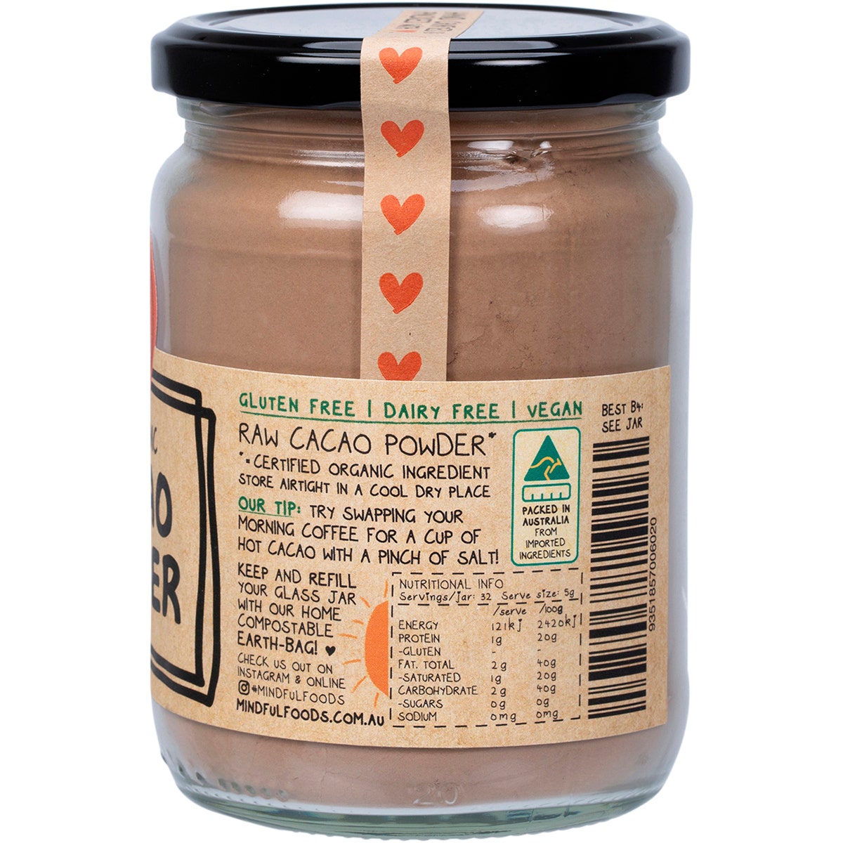 MINDFUL FOODS Cacao Powder Raw Organic 160g