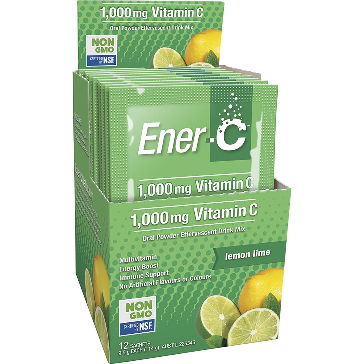 MARTIN & PLEASANCE Ener-C 1000mg Vitamin C Drink Mix Lemon Lime Sachets 12