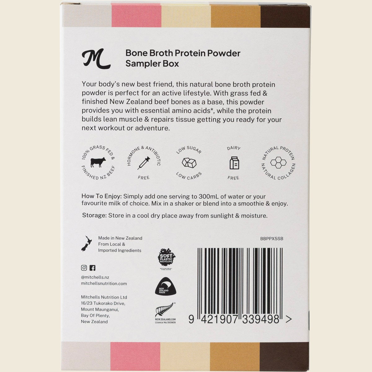 Mitchells Nutrition Bone Broth Protein Powder Sampler Box 5x30g