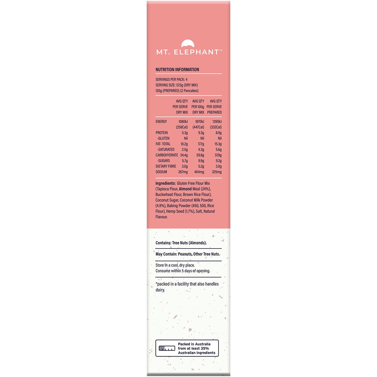 MT. ELEPHANT Wholefood Pancake Mix Buttermylk 5x230g
