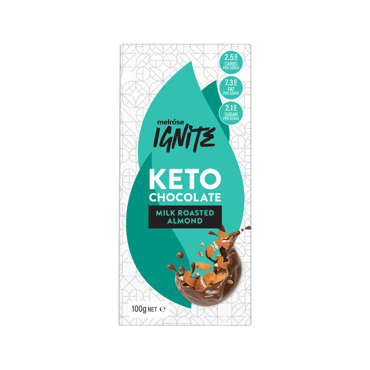 Melrose Ignite Keto Roasted Almond Milk Chocolate 100g (Pack of 12)