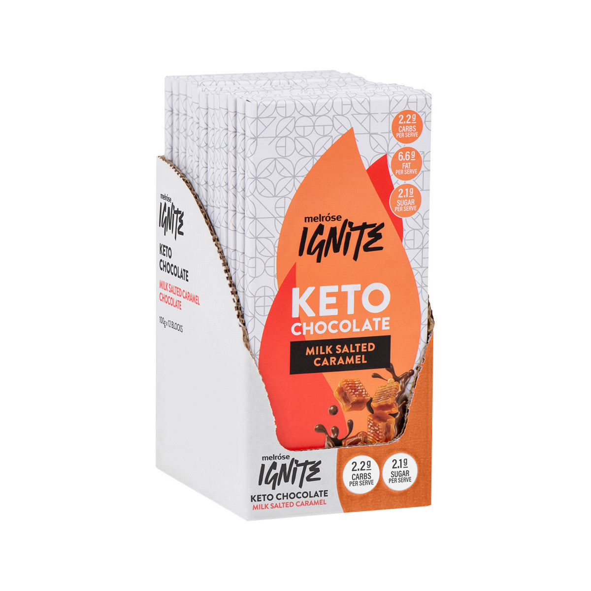 Melrose Ignite Keto Salted Caramel Milk Chocolate 100g(Pack of 12)