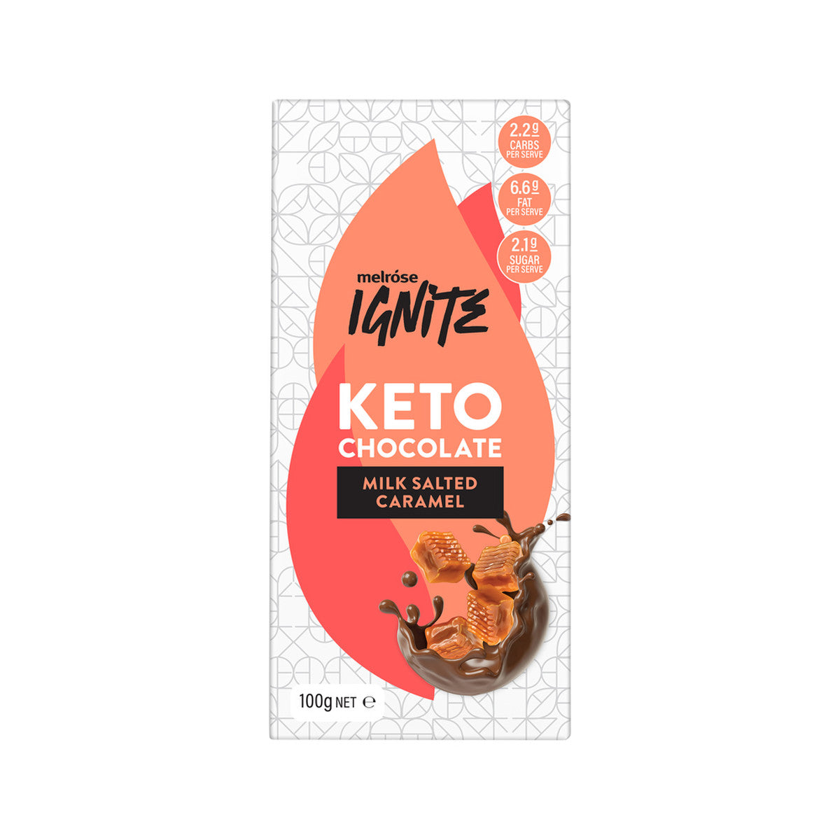 Melrose Ignite Keto Salted Caramel Milk Chocolate 100g(Pack of 12)