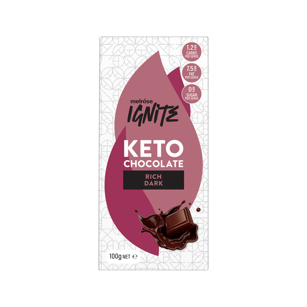 Melrose Ignite Keto Rich Dark Chocolate 100g(Pack of 12)