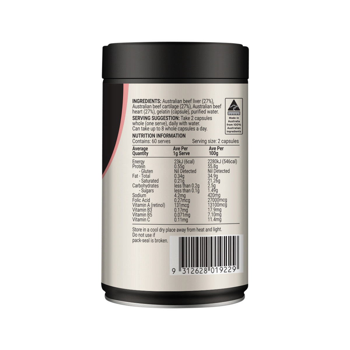 Melrose Origins Women's Replenish (Grass Fed Beef Organs 1000mg: Liver + Cartilage + Heart) 120c