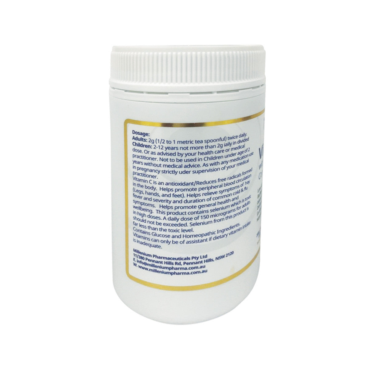 Millenium Pharmaceuticals White Vitamin C with Hesperidin Complex Oral Powder 200g