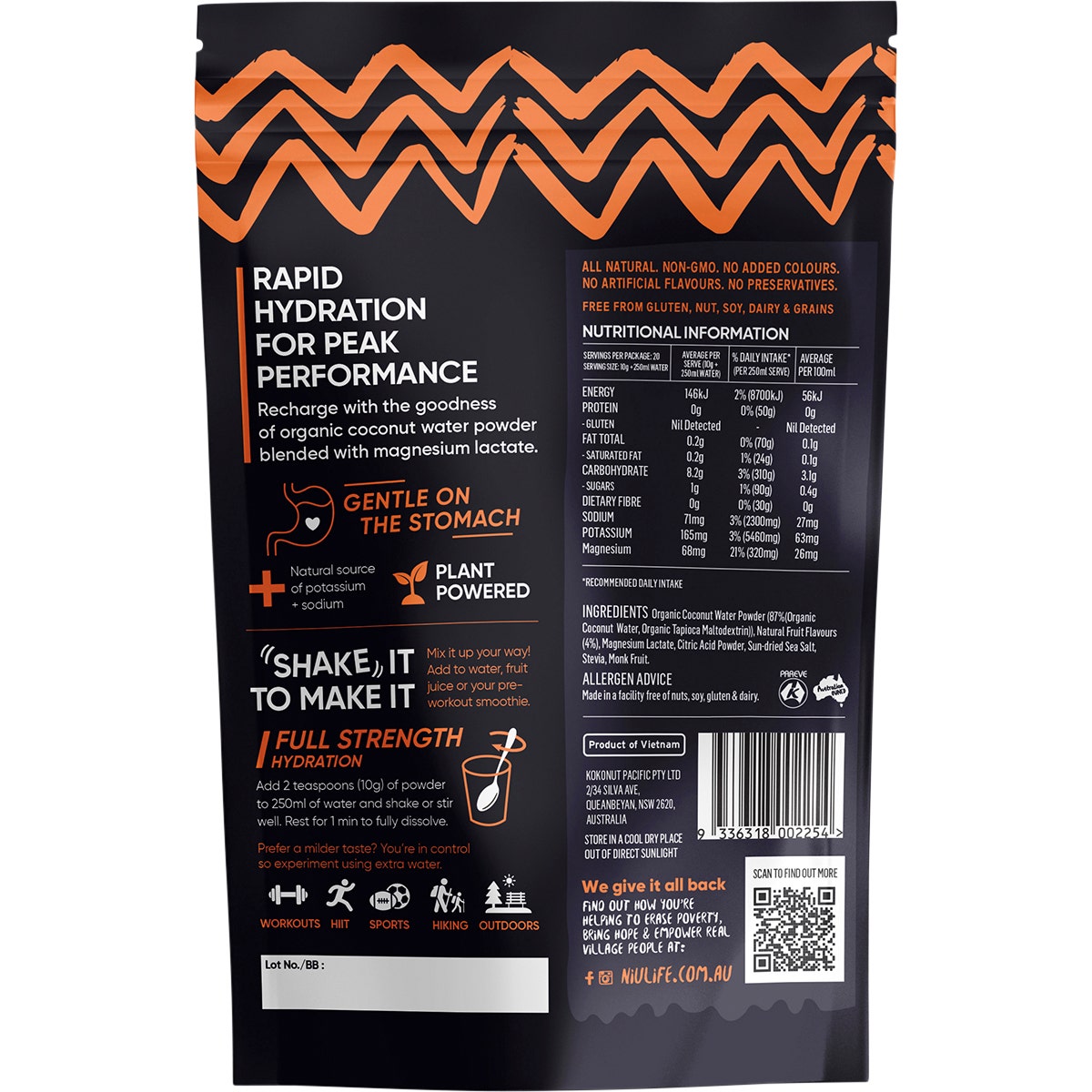 Niulife Hydrate Electrolyte Powder Tropical 200g