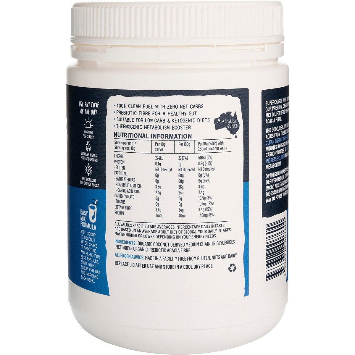 NIULIFE Organic MCT+ Power Powder Natural Unflavoured 400g