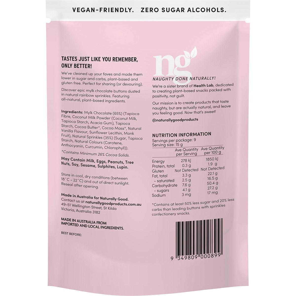NATURALLY GOOD Mylk Zillions 50% less sugar 6x135g
