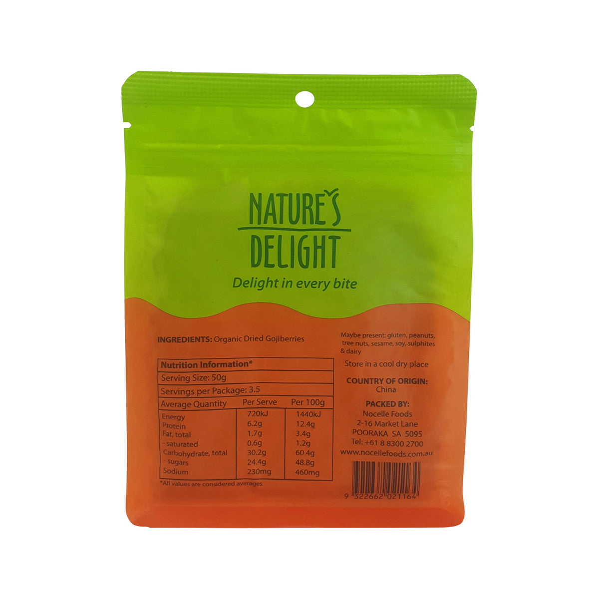 Nature's Delight Organic Dried Gojiberries 175g