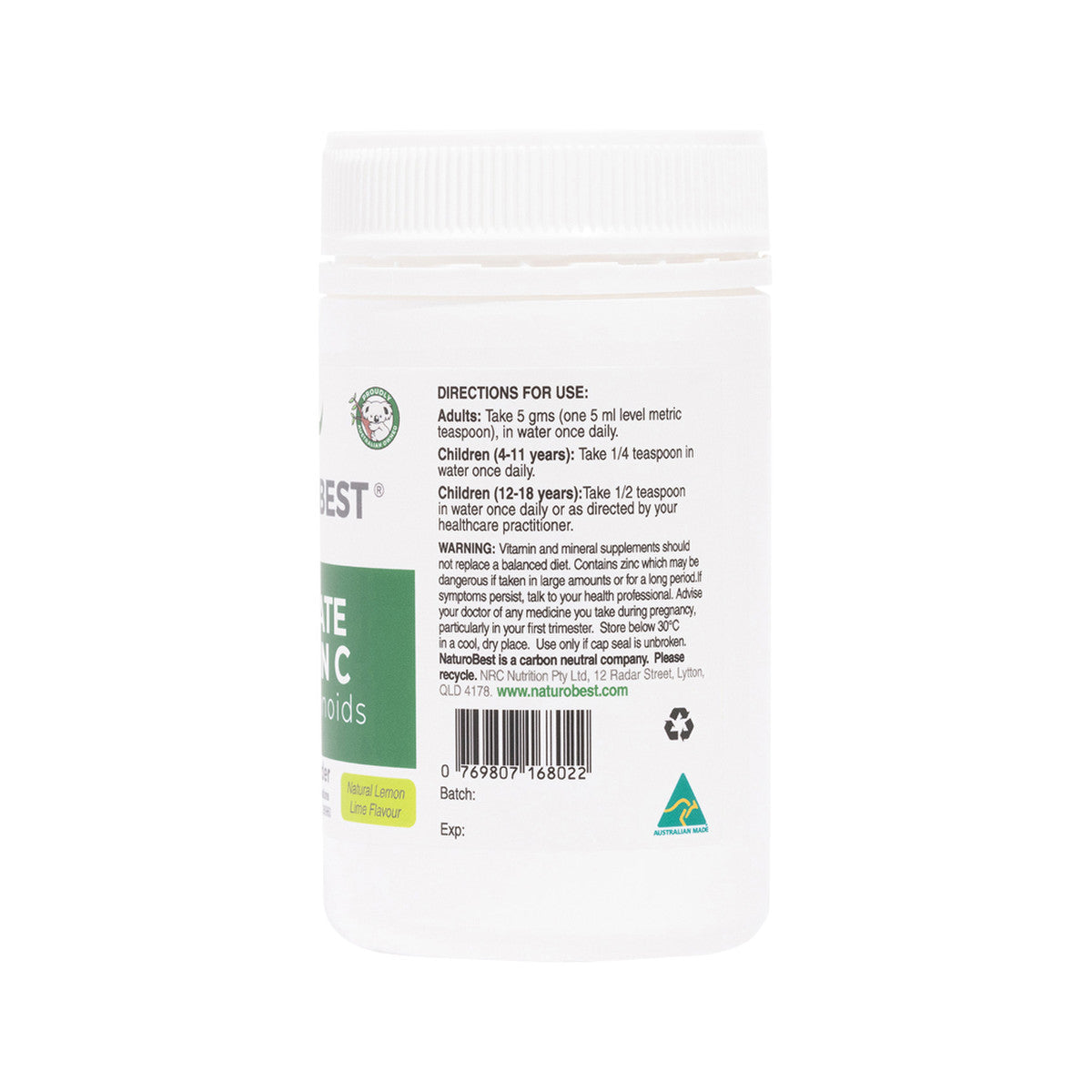 NaturoBest Ultimate Vitamin C & Bioflavonoids Lemon Lime Flavour 150g