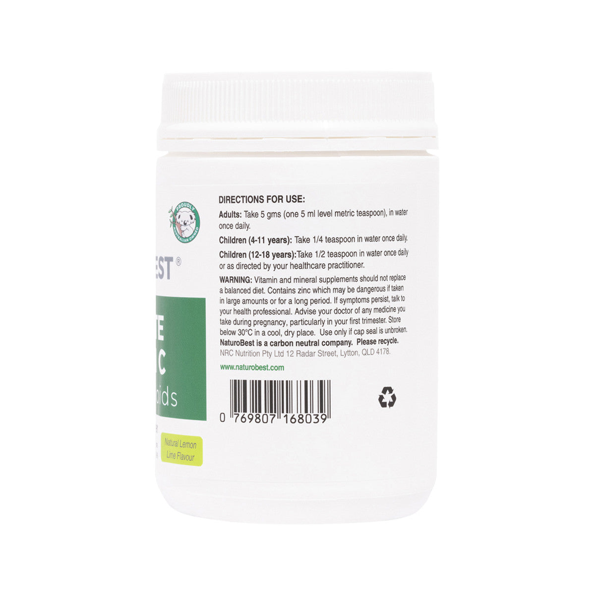 NaturoBest Ultimate Vitamin C & Bioflavonoids Lemon Lime Flavour 300g