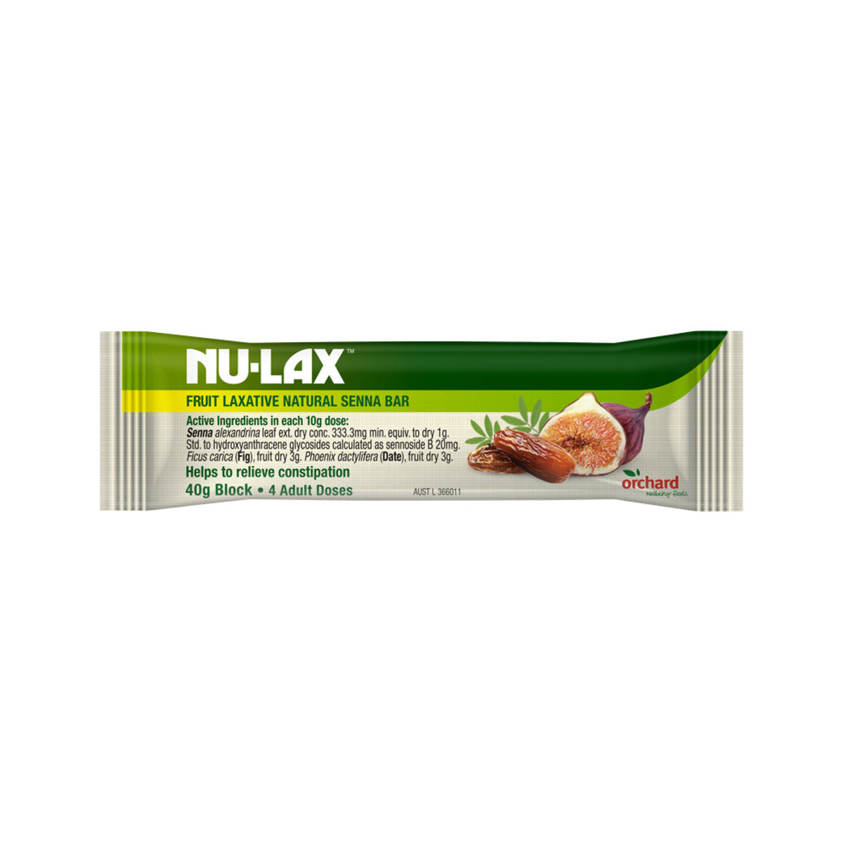 Nu-Lax Bar Fruit Laxative with Natural Senna 40g(Pack of 20)