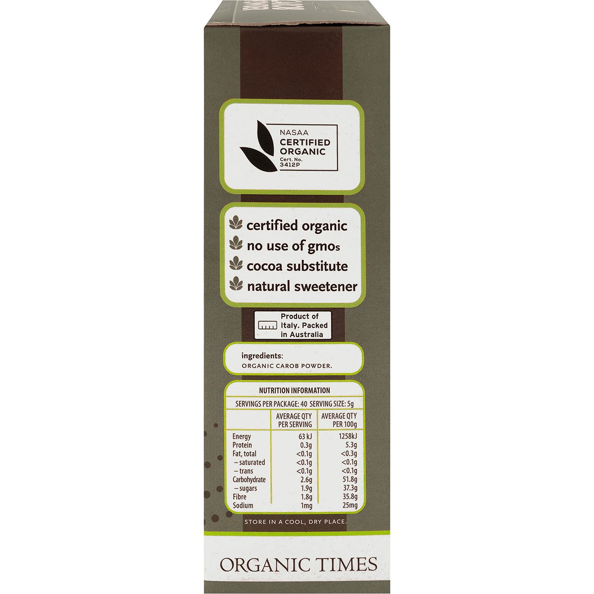 ORGANIC TIMES Carob Powder 200g