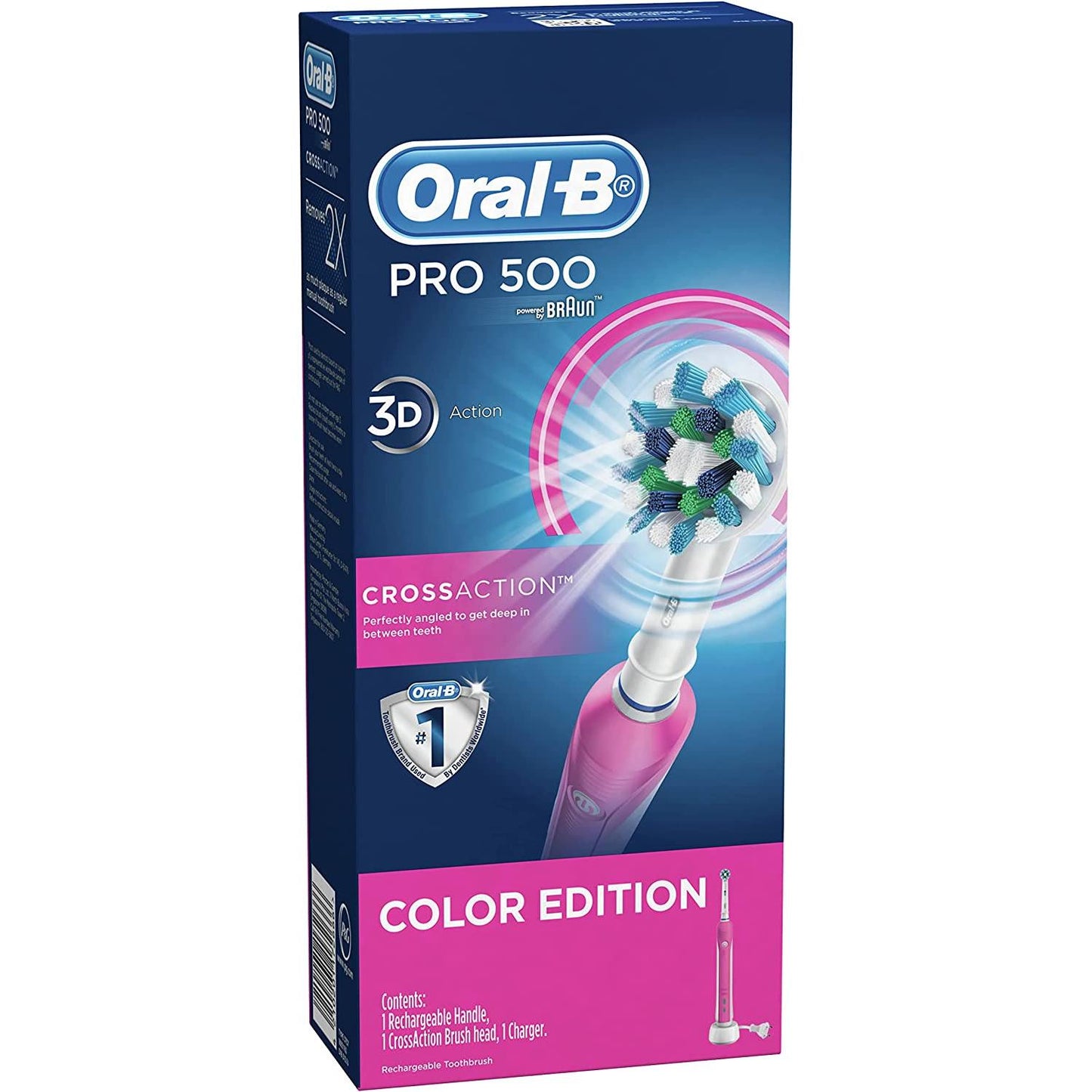 ORAL-B POWER Pro 500 Braun Electric Rechargeable Toothbrush Pink