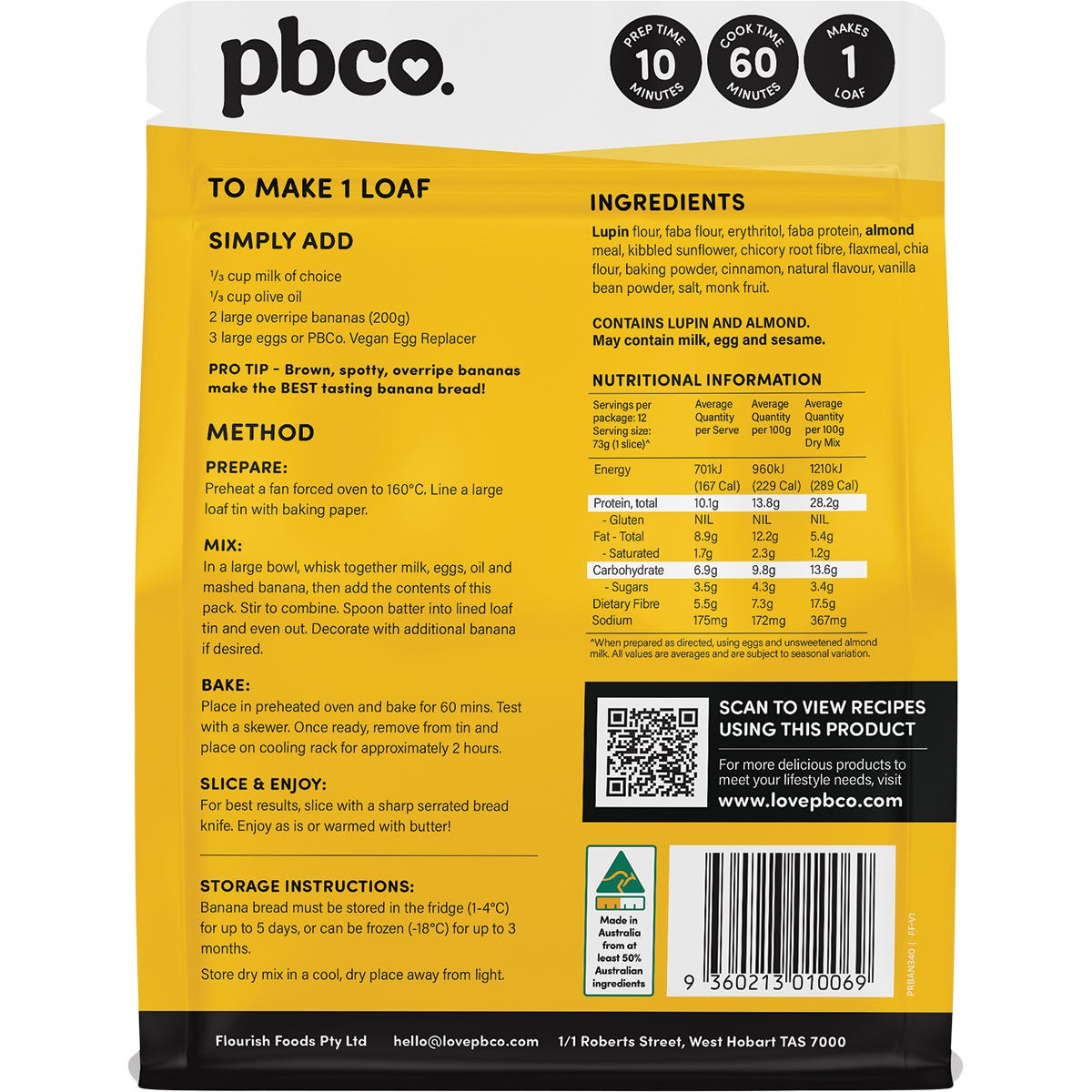 PBCO Protein Banana Bread Plant Protein 340g
