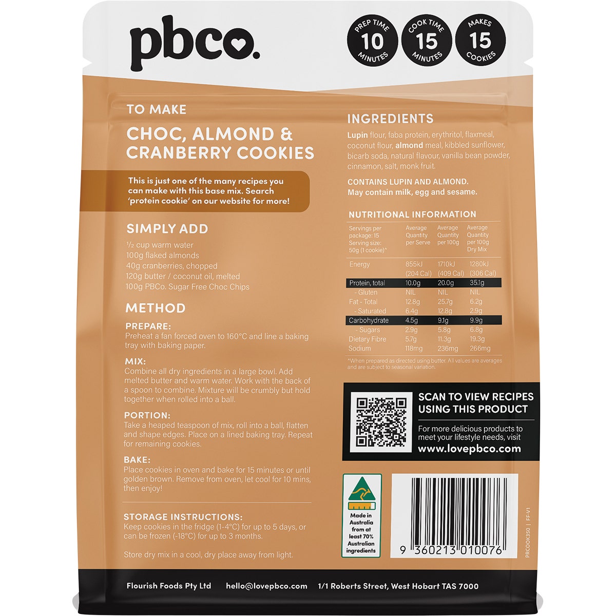 PBCO Protein Cookie Base Mix 350g