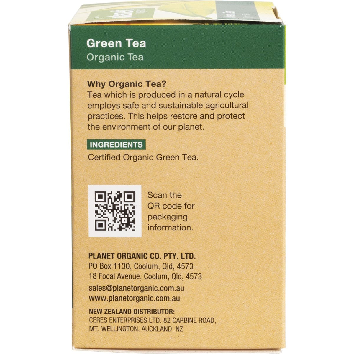 Planet Organic Organic Green Tea x 25 Tea Bags
