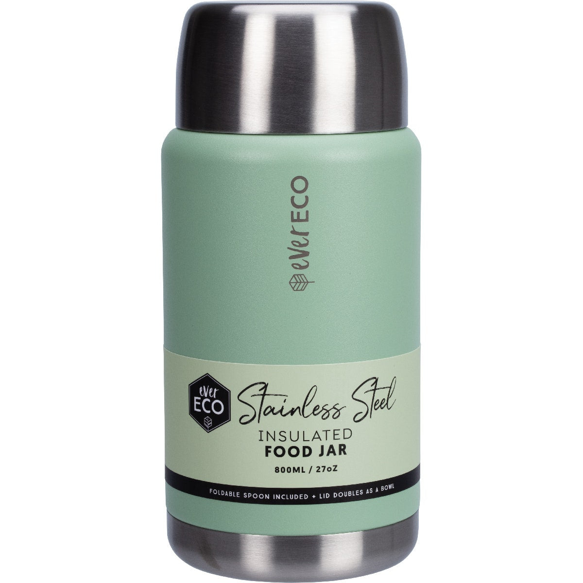 EVER ECO Insulated Stainless Steel Food Jar Sage 800ml
