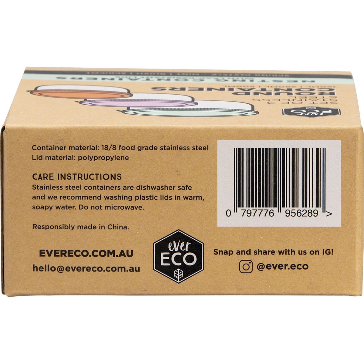 EVER ECO Stainless Steel Round Containers Spring Pastels - Leak Resistant 3