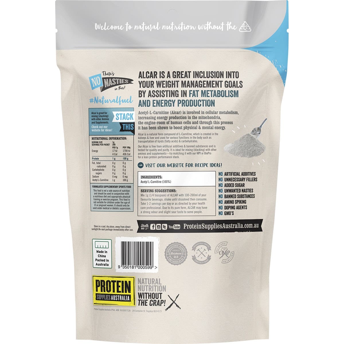 Protein Supplies Australia (Performance) ALCAR Pure 200g