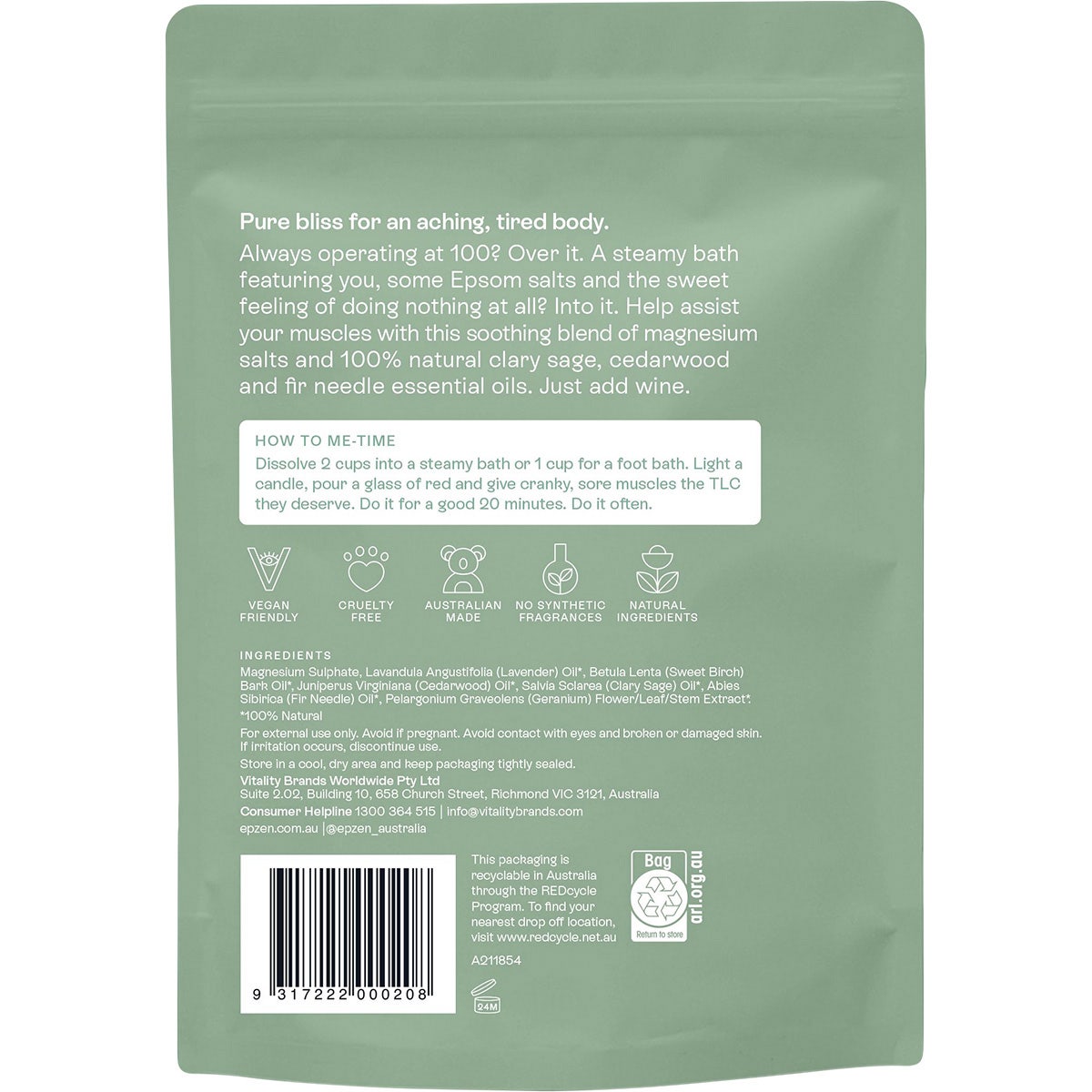 EPZEN Magnesium Epsom Salts Soothe 900g