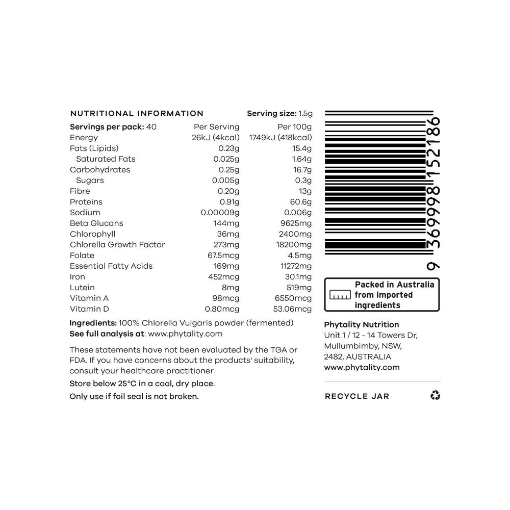 Phytality Fermented Chlorella Powder 120g