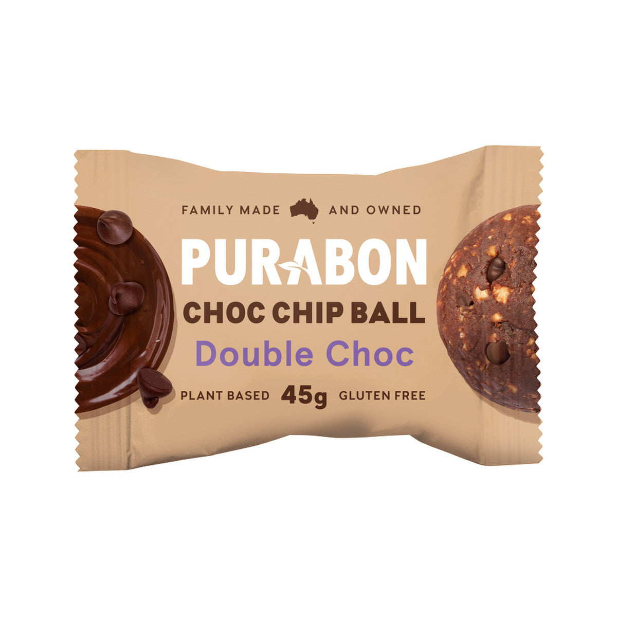 Purabon Choc Chip Balls Double Choc Chip 45g(Pack of 12)