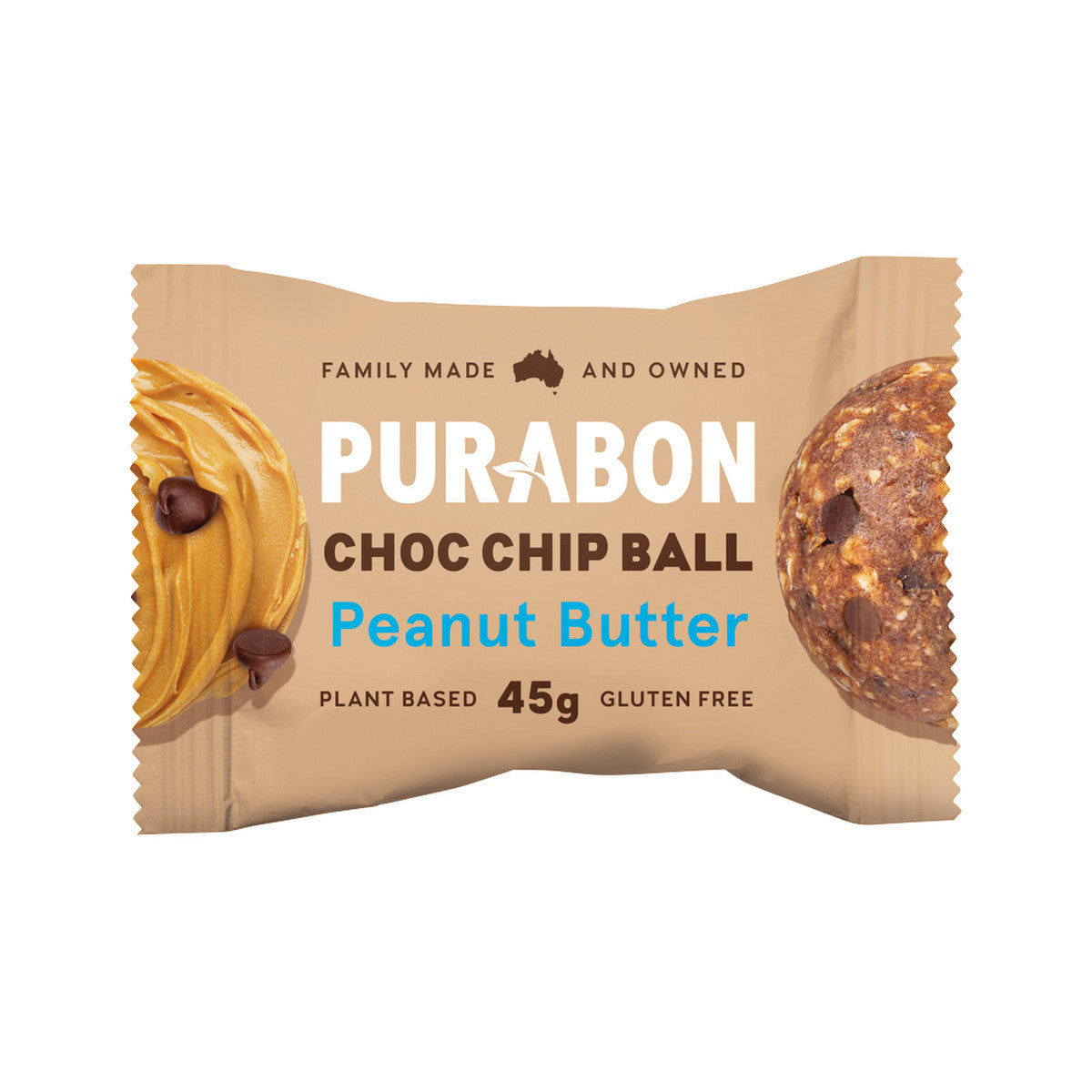 Purabon Choc Chip Balls Peanut Butter 45g(Pack of 12)