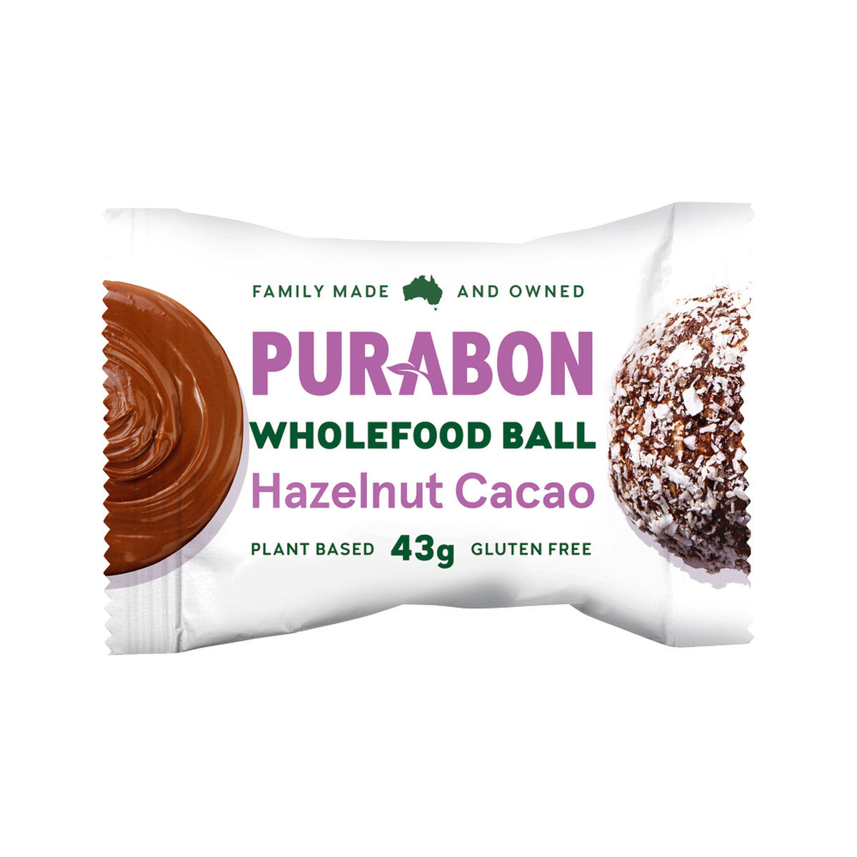 Purabon Wholefood Balls Hazelnut Cacao 43g(Pack of 12)