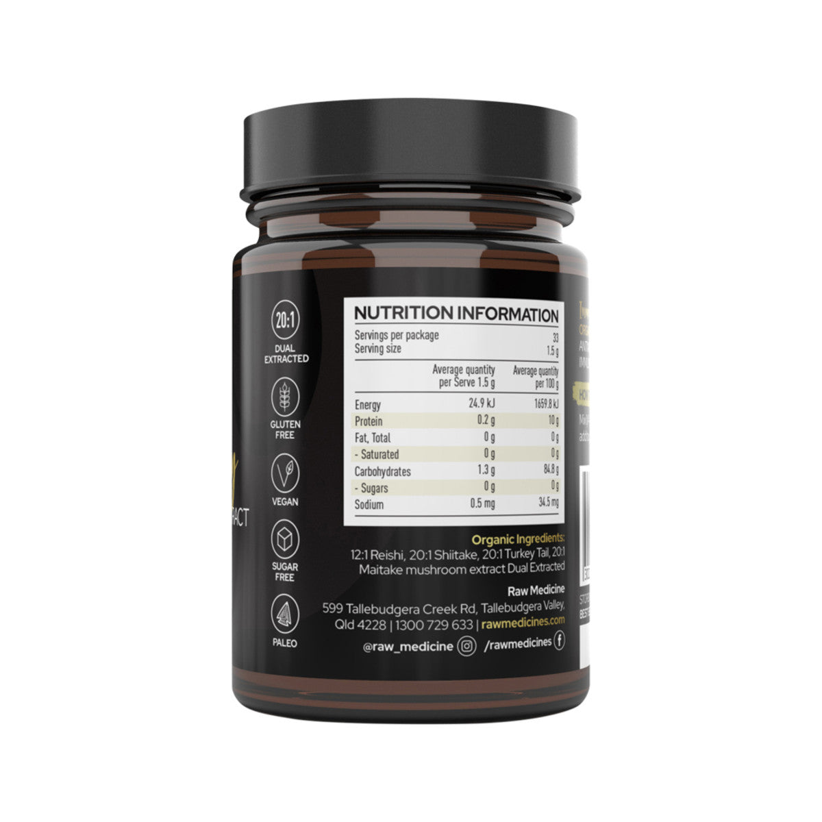 Raw Medicine Organic Mushroom Extract Immunity 50g