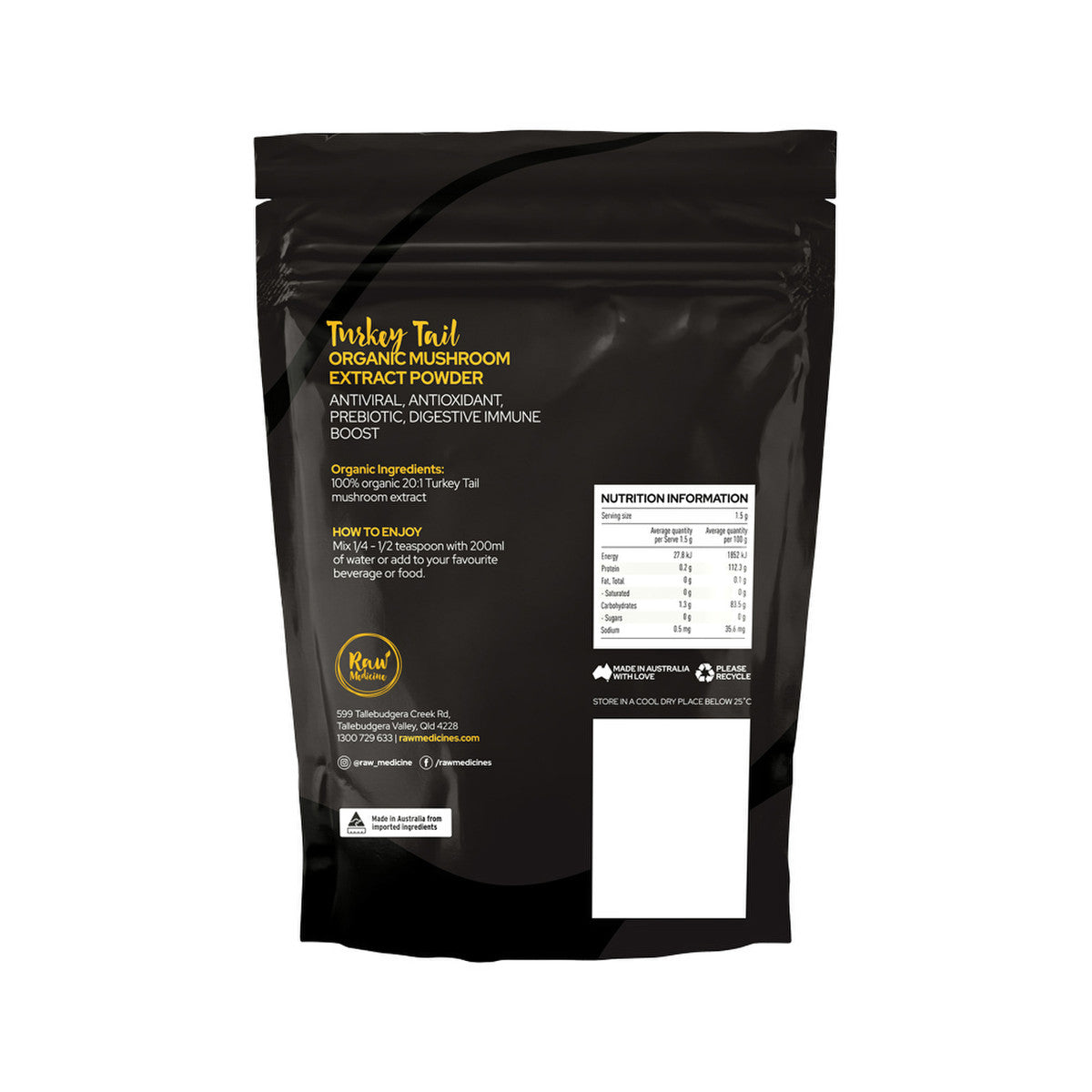 Raw Medicine Organic Mushroom Extract Turkey Tail 100g