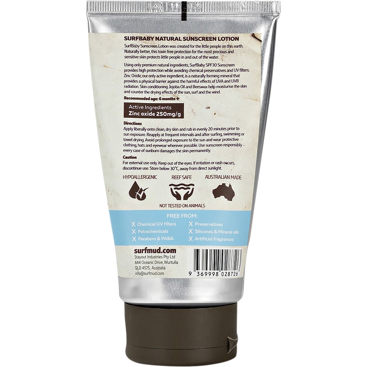 SURFMUD Surf Baby Natural Zinc Sunscreen SPF 30 125g