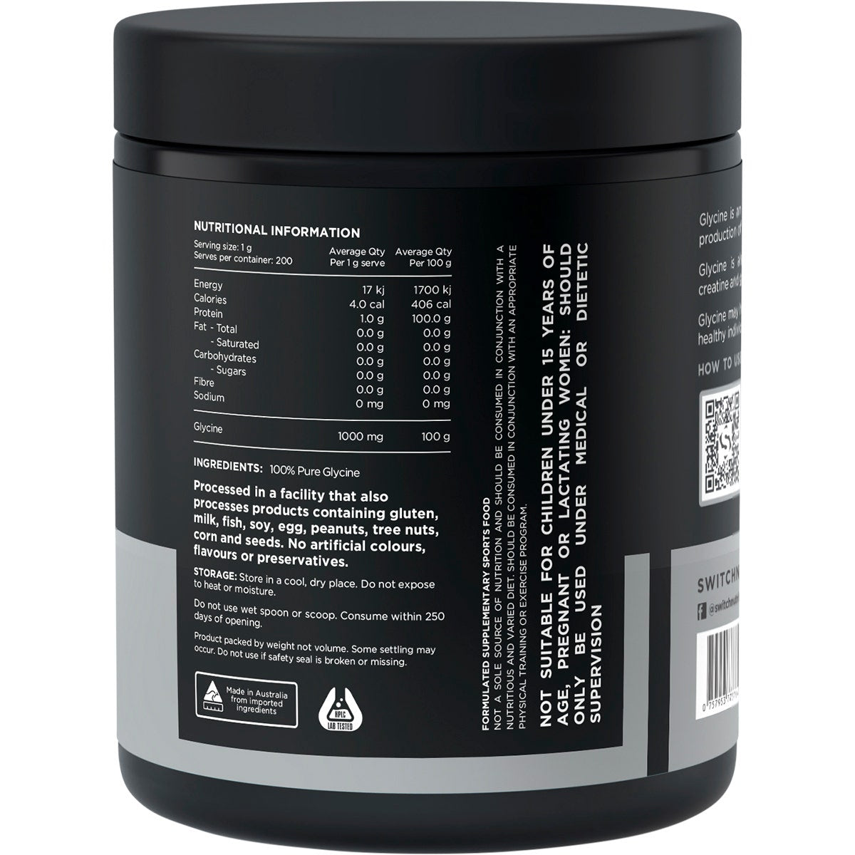 SWITCH NUTRITION Glycine 100% Pure Glycine 200g