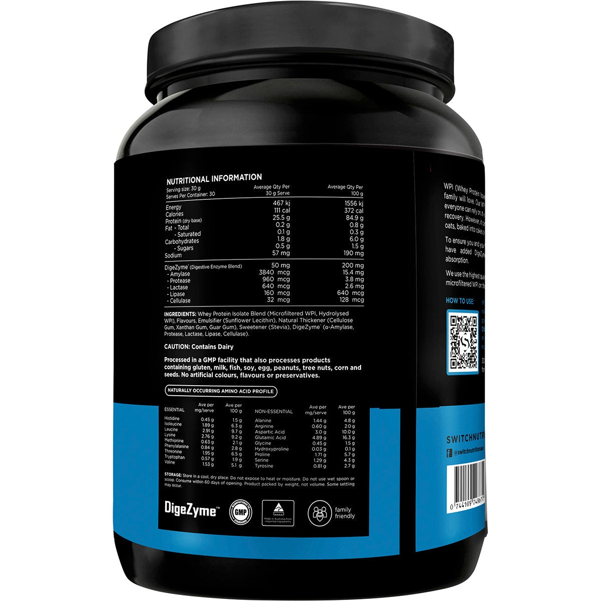 SWITCH NUTRITION WPI Premium Whey Protein Isolate Vanilla Creme 900g