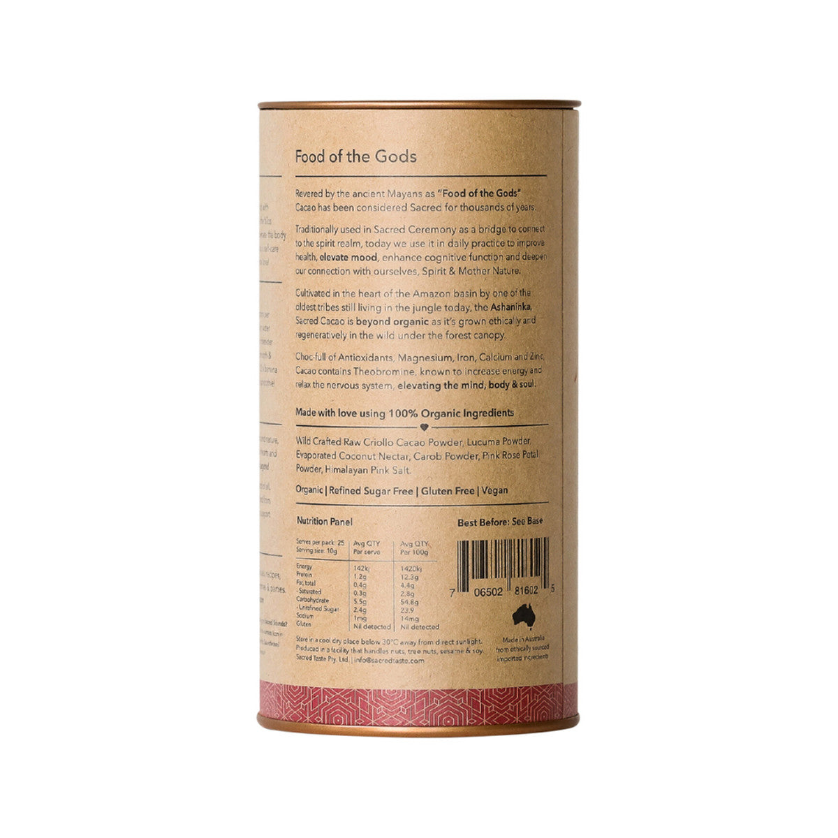 Sacred Taste Organic Drinking Cacao (Rose Cacao) Love 250g