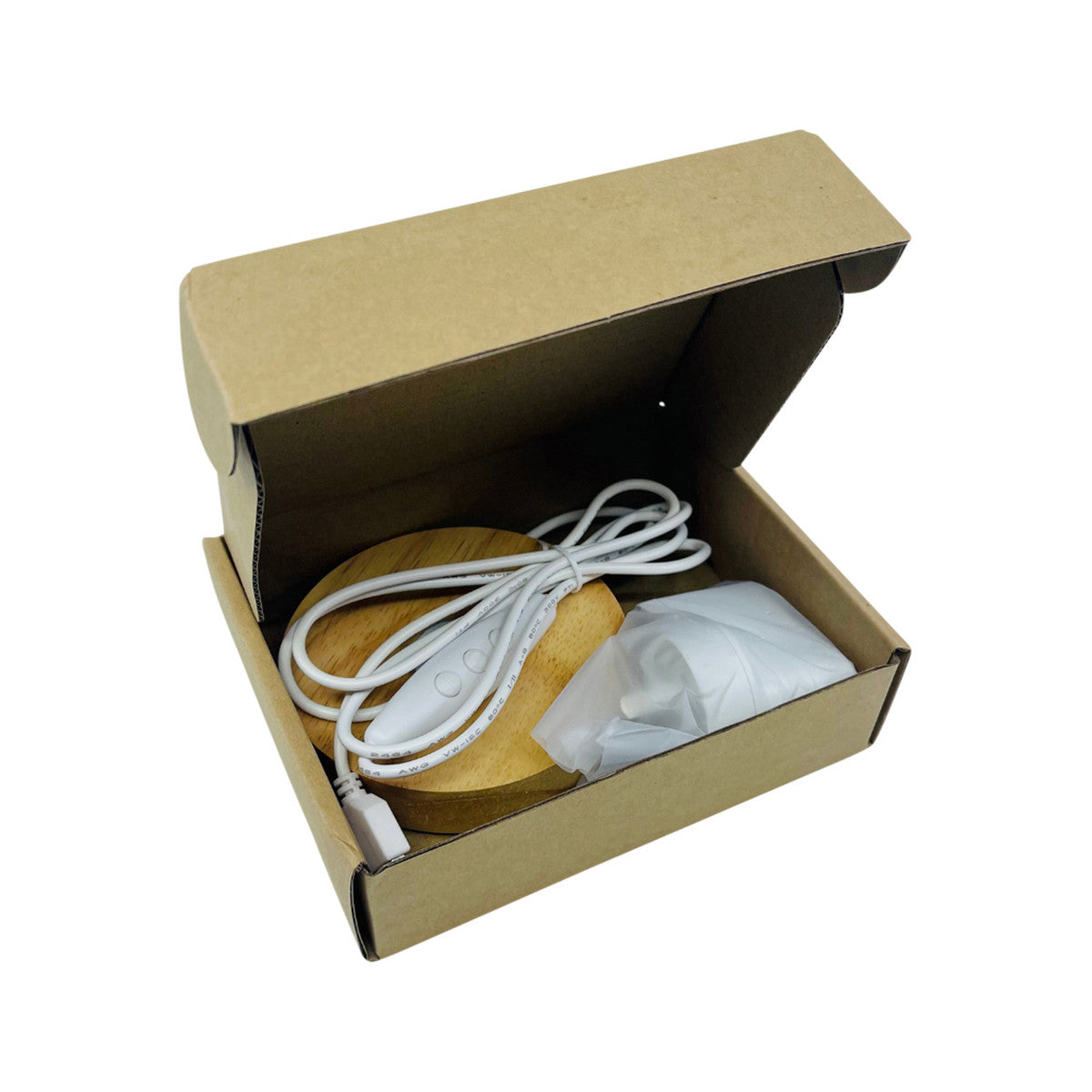 SaltCo Selenite Lamp Cord LED White with Wooden Base (for small selenite lamp only)