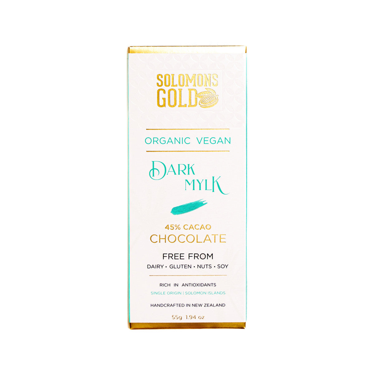 Solomons Gold Organic Vegan Dark Mylk Chocolate (45% Cacao) 55g(Pack of 12)