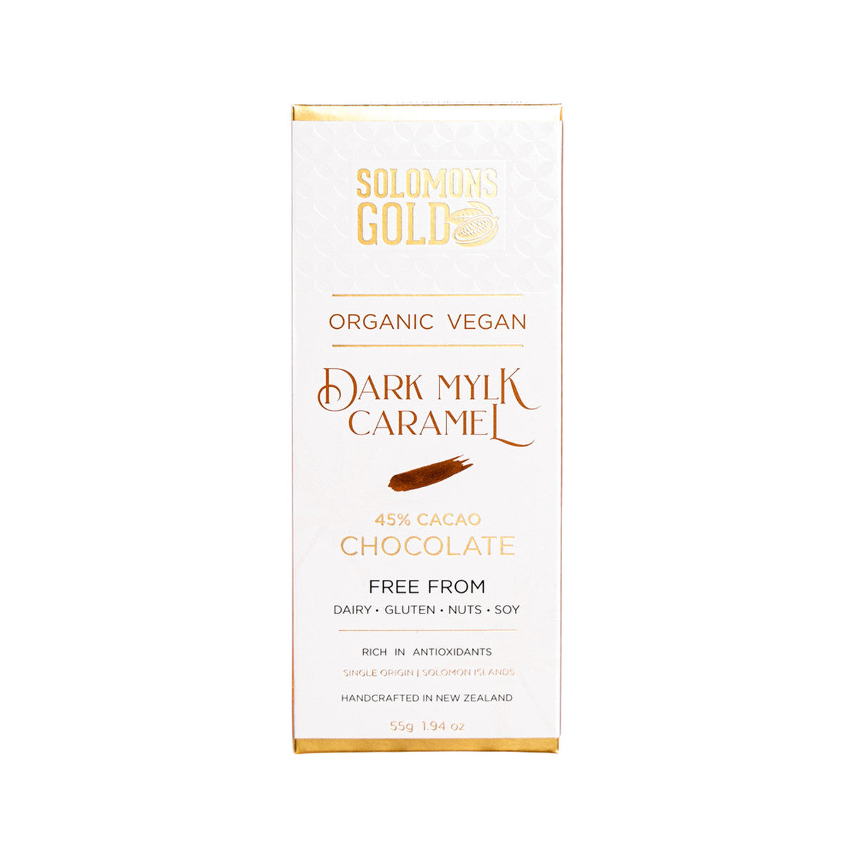 Solomons Gold Organic Vegan Dark Mylk Caramel Chocolate (45% Cacao) 55g(Pack of 12)