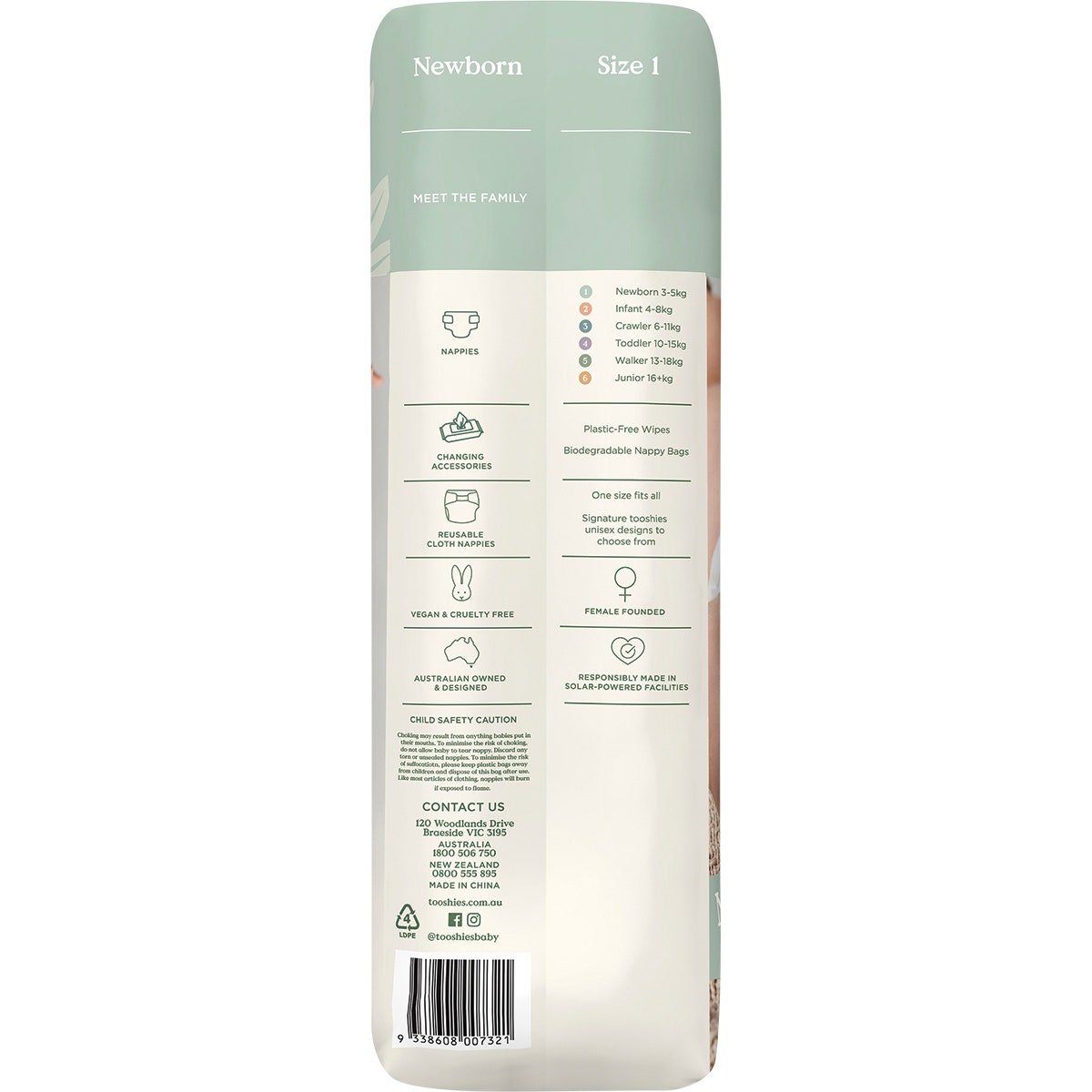 Eco Nappies Size 1 Newborn 3-5kg 52pk
