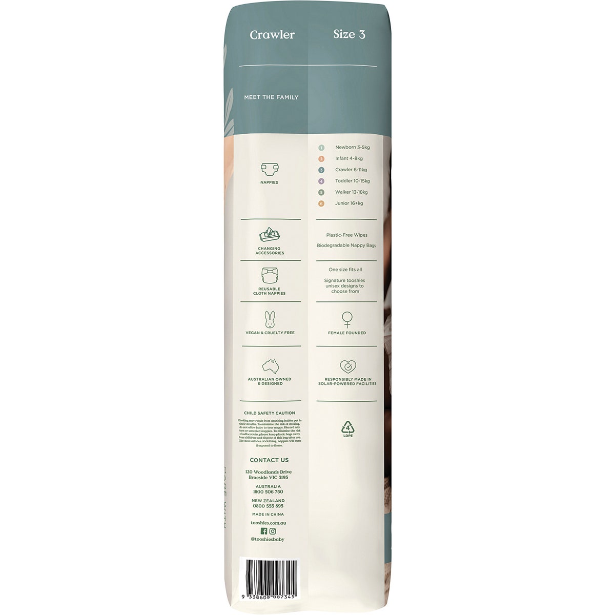 Tooshies Eco Nappies Size 3 Crawler 6-11kg 44pk