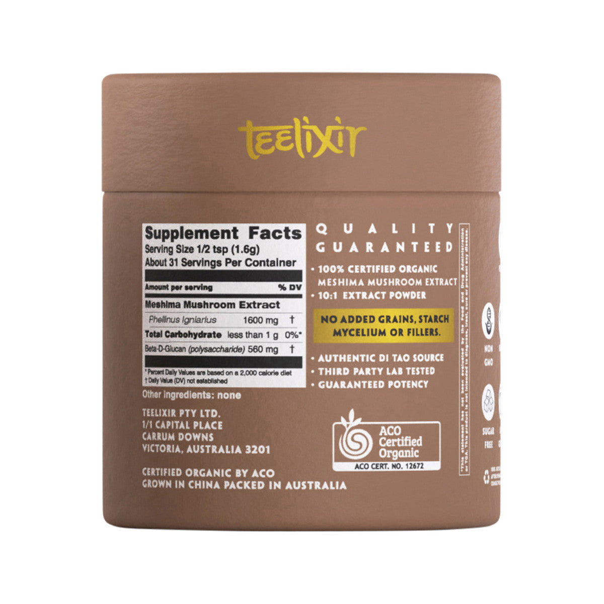 Teelixir Organic Meshima Mushroom (Immune Support Adaptogen) 50g