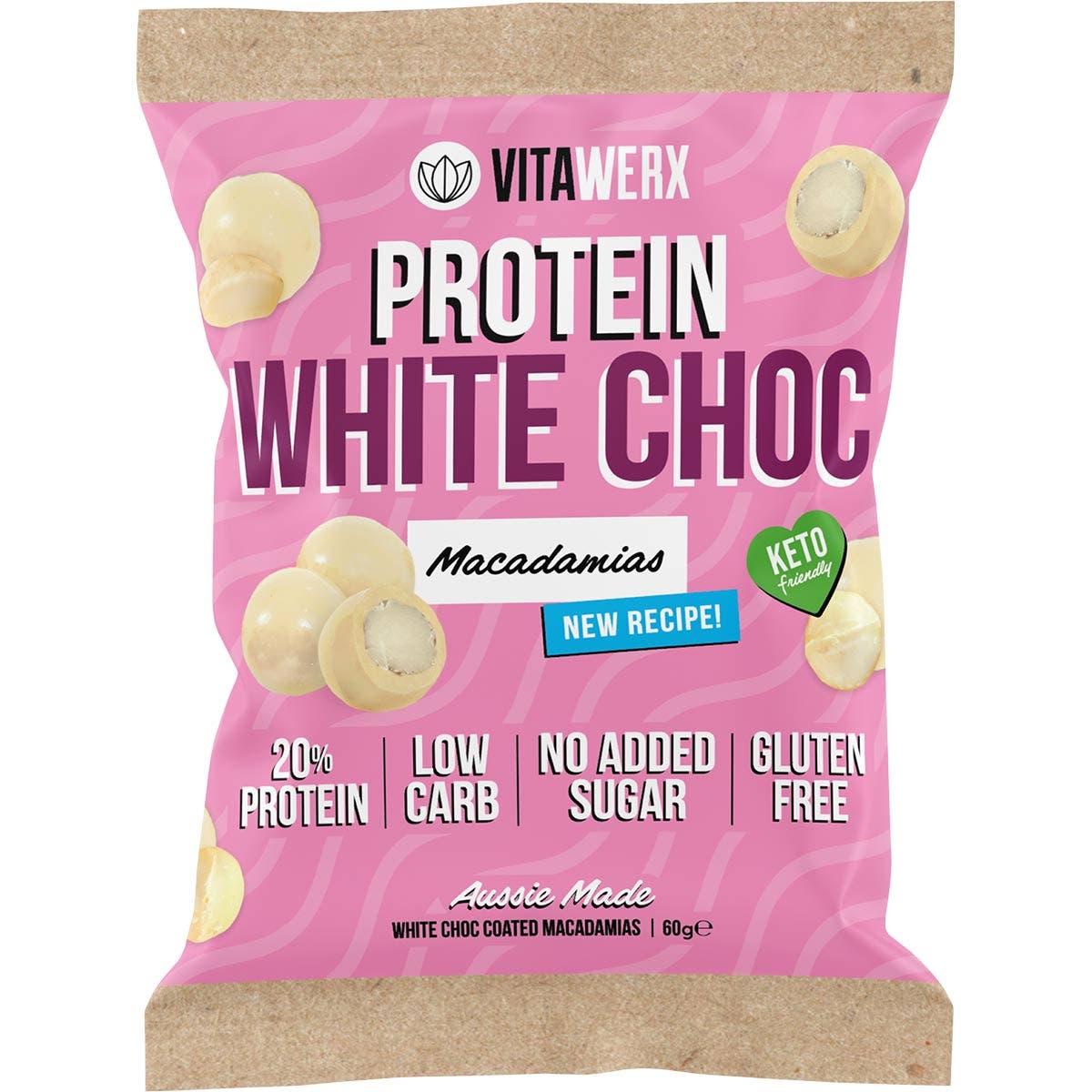 VITAWERX Protein White Chocolate Coated Macadamias 10x60g