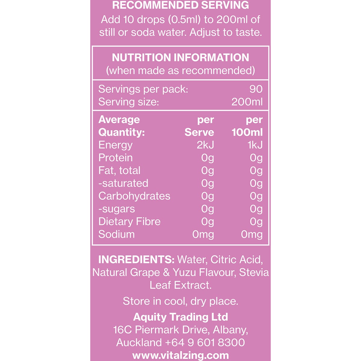 Vital Zing Water Drops Grape & Yuzu 45ml