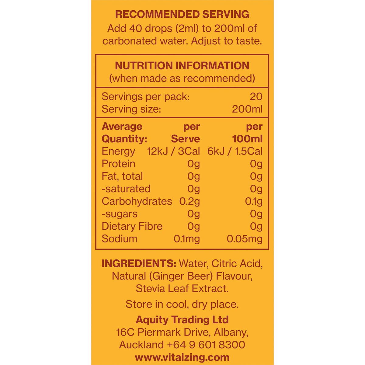 Vital Zing Soda Drops Ginger Beer 40ml