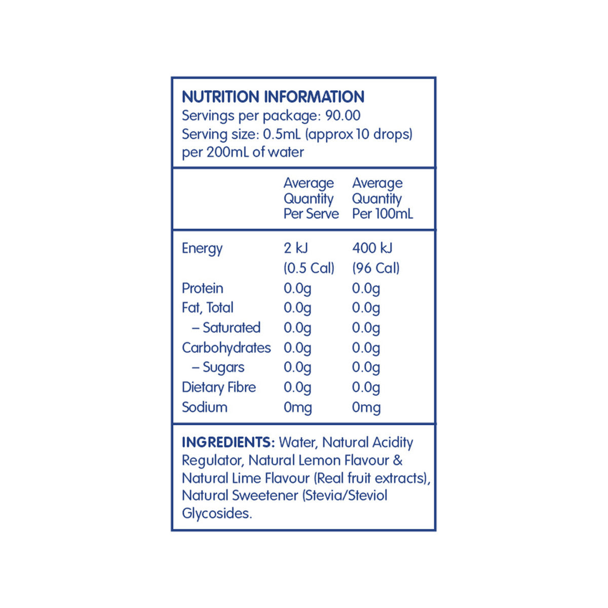 Vital Zing Water Drops (Flavour Enhancer with Stevia) Lemon Lime 45ml